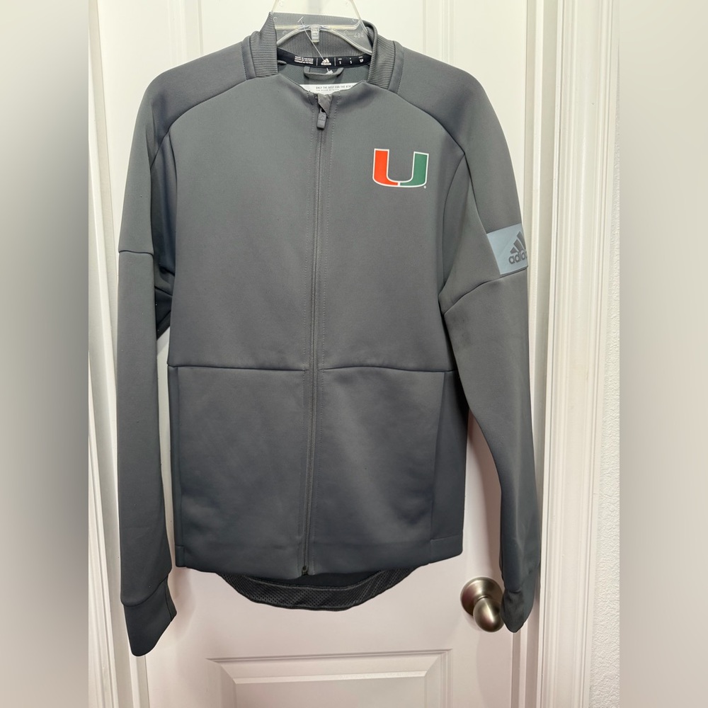 Men or Women Adidas Gray Miami Hurricanes Full-Zip Jacket Sz Small